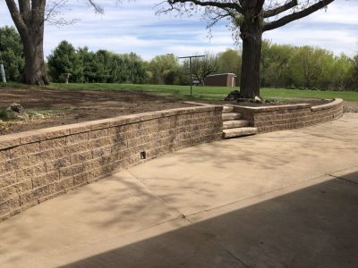 Prescott, WI - County Materials Tribute Block Retaining Wall with Steps