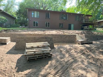 River Falls, WI - Retaining Wall Under Construction