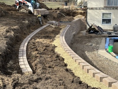 River Falls, WI - Retaining Wall Under Construction