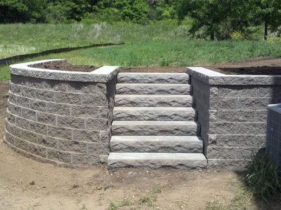 Troy Twp. WI - Rockwood Retaining Wall with Stairs